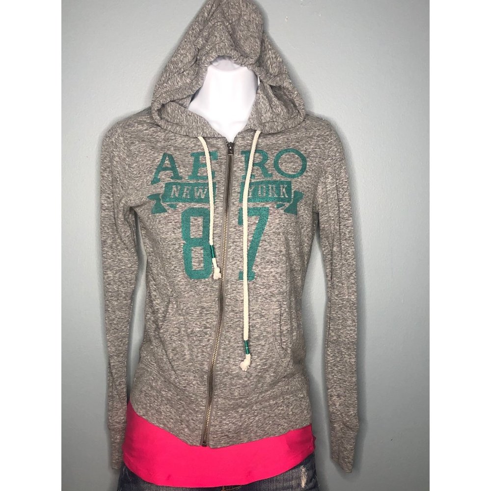 Aeropostale med zip up heathered grey